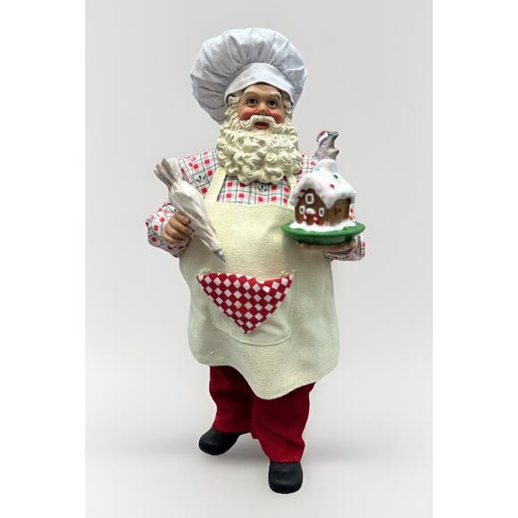 Baking Santa With Gingerbread House Cloth/Painted Cloth Curly Beard {L} - Picture 1 of 15